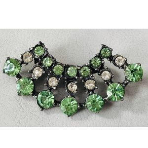 Vtge 3-layer Rhinestones Silver Tone Brooch